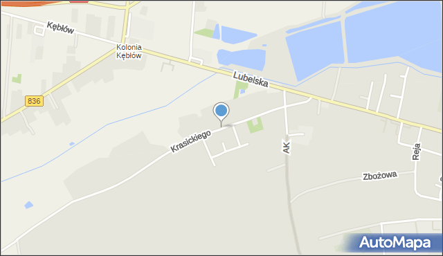 Piaski powiat świdnicki, Krasickiego Ignacego, bp., mapa Piaski powiat świdnicki