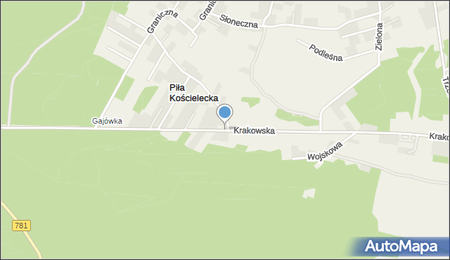 Piła Kościelecka, Krakowska, mapa Piła Kościelecka