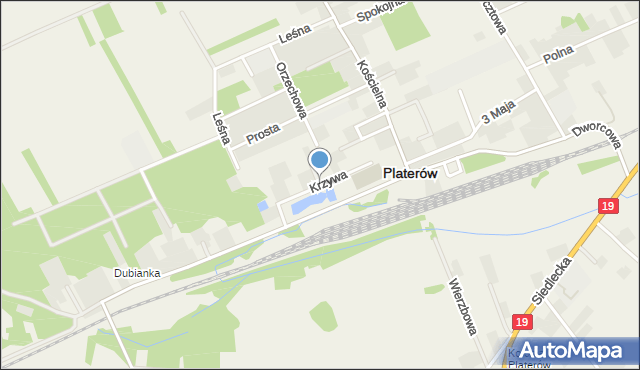 Platerów, Krzywa, mapa Platerów