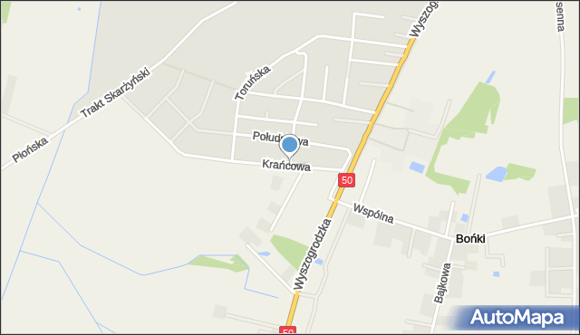 Płońsk, Krańcowa, mapa Płońsk