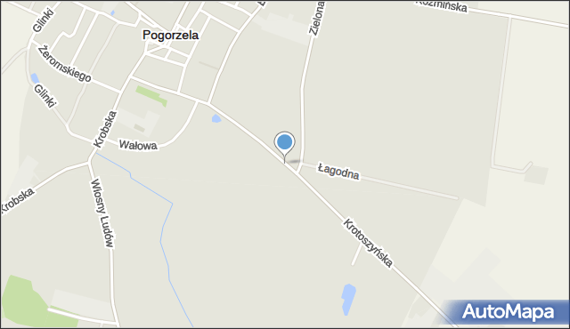 Pogorzela powiat gostyński, Krotoszyńska, mapa Pogorzela powiat gostyński