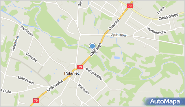 Połaniec powiat staszowski, Króla Kazimierza Wielkiego, mapa Połaniec powiat staszowski