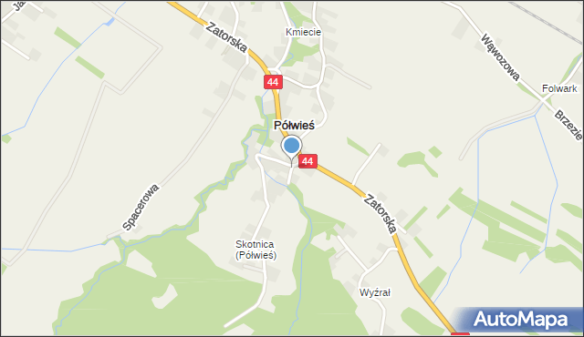 Półwieś gmina Spytkowice, Krótka, mapa Półwieś gmina Spytkowice