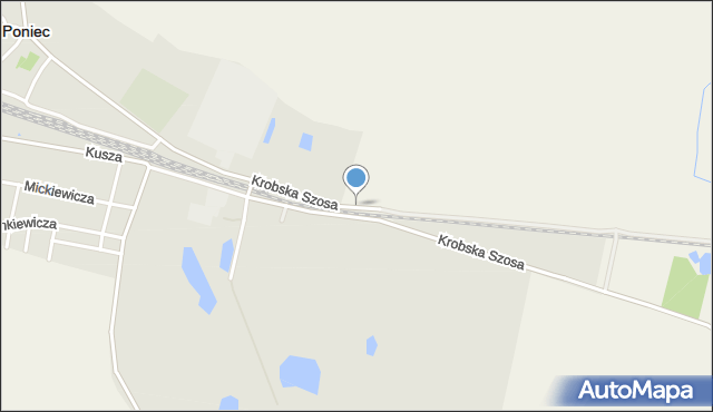 Poniec, Krobska Szosa, mapa Poniec