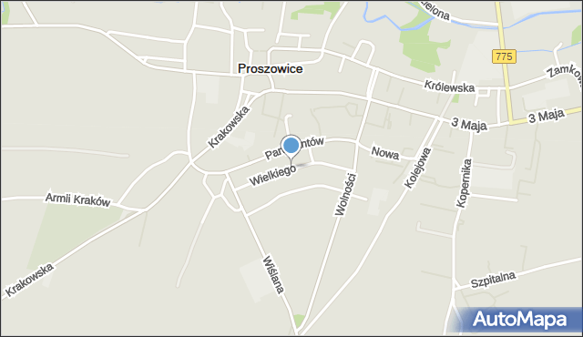 Proszowice, Króla Kazimierza Wielkiego, mapa Proszowice