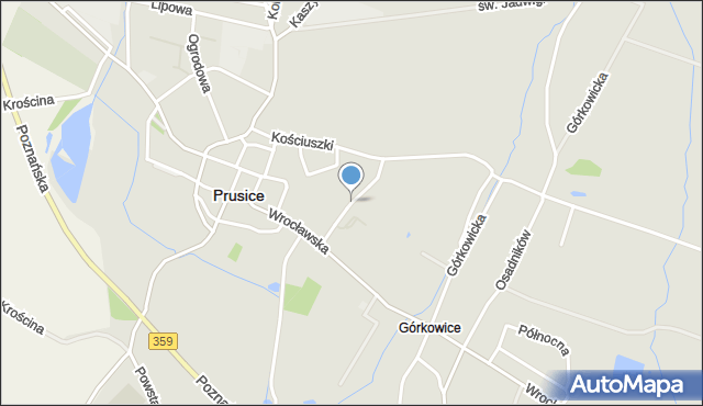 Prusice powiat trzebnicki, Krótka, mapa Prusice powiat trzebnicki