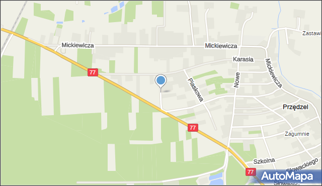 Przędzel, Krótka, mapa Przędzel