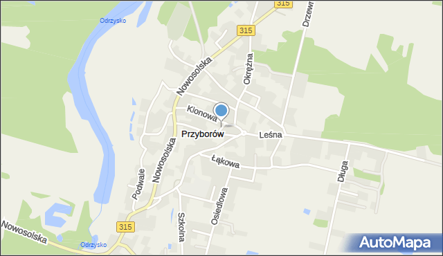 Przyborów gmina Nowa Sól, Krótka, mapa Przyborów gmina Nowa Sól