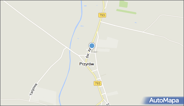 Przyrów, Krótka, mapa Przyrów