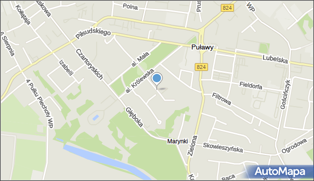 Puławy, Krańcowa, mapa Puław