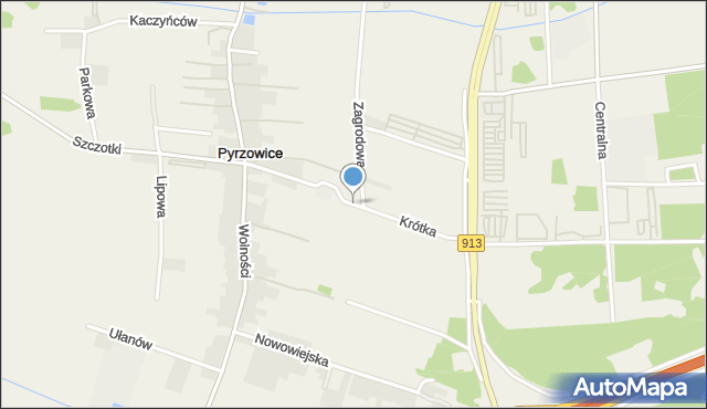 Pyrzowice, Krótka, mapa Pyrzowice