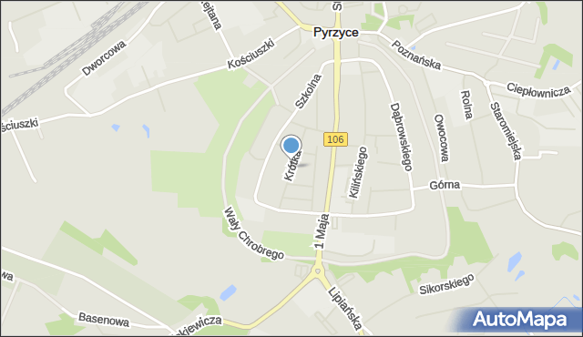 Pyrzyce, Krótka, mapa Pyrzyce