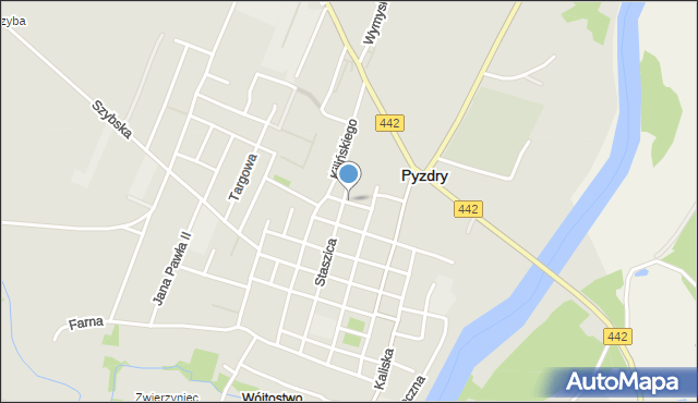 Pyzdry, Krótka, mapa Pyzdry