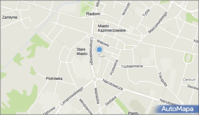 Radom, Krakowska, mapa Radomia