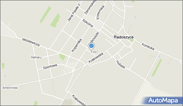 Radoszyce powiat konecki, Krochmalna, mapa Radoszyce powiat konecki