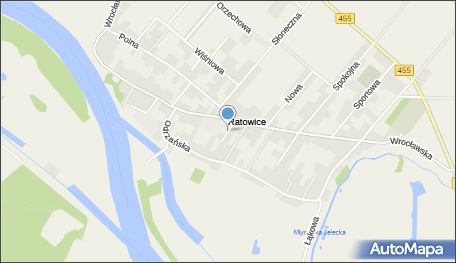 Ratowice gmina Czernica, Krótka, mapa Ratowice gmina Czernica