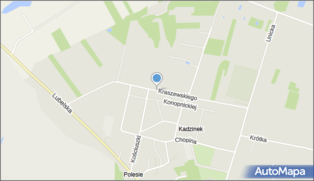 Rejowiec Fabryczny, Kraszewskiego Józefa Ignacego, mapa Rejowiec Fabryczny