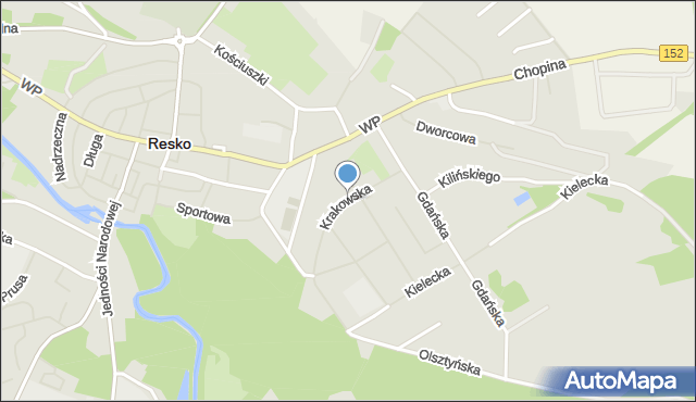 Resko, Krakowska, mapa Resko