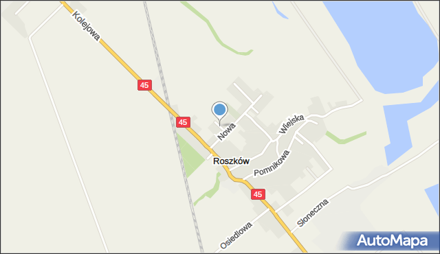 Roszków gmina Krzyżanowice, Krótka, mapa Roszków gmina Krzyżanowice