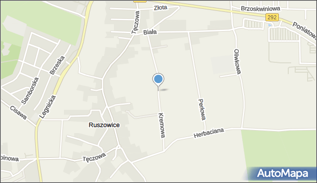 Ruszowice gmina Głogów, Kremowa, mapa Ruszowice gmina Głogów