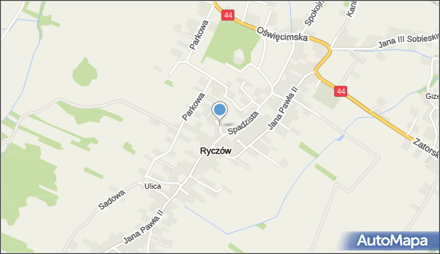 Ryczów gmina Spytkowice, Krótka, mapa Ryczów gmina Spytkowice