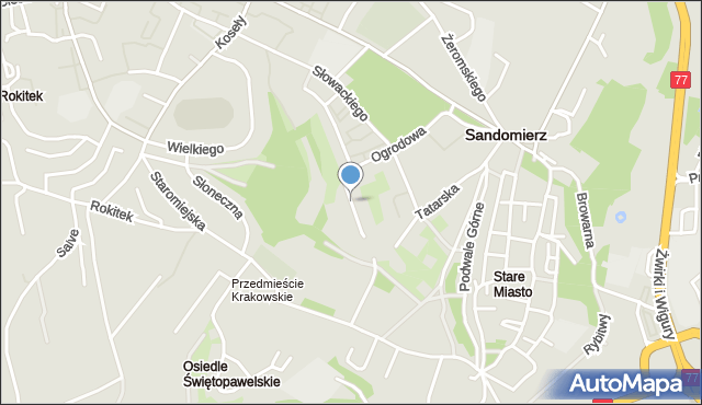 Sandomierz, Krępianki Haliny, mapa Sandomierza