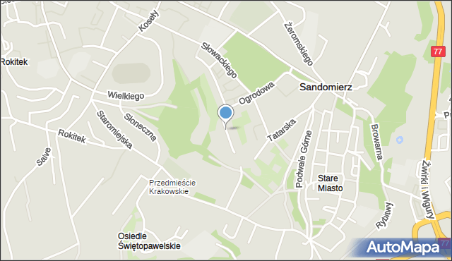 Sandomierz, Krępianki Haliny, mapa Sandomierza