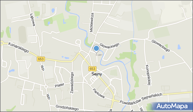 Sejny, Krzywa, mapa Sejny