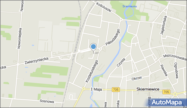 Skierniewice, Krasickiego Ignacego, bp., mapa Skierniewic