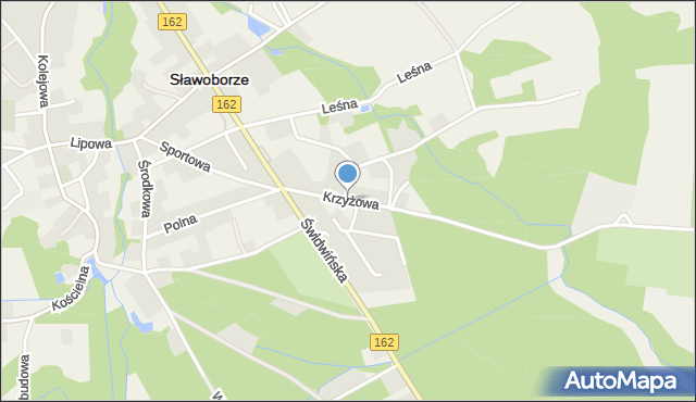 Sławoborze, Krzyżowa, mapa Sławoborze