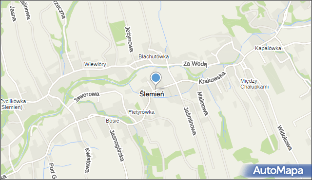 Ślemień, Krakowska, mapa Ślemień