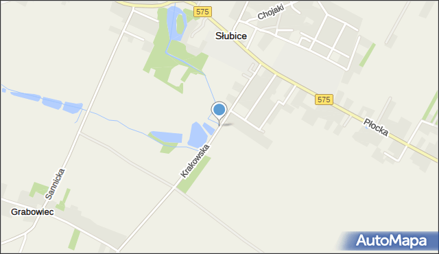 Słubice powiat płocki, Krakowska, mapa Słubice powiat płocki