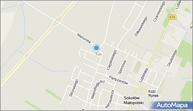 Sokołów Małopolski, Krótka, mapa Sokołów Małopolski