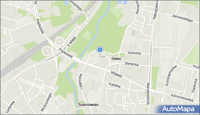 Sosnowiec, Kręta, mapa Sosnowca