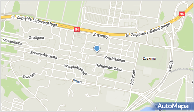 Sosnowiec, Krasińskiego Zygmunta, mapa Sosnowca