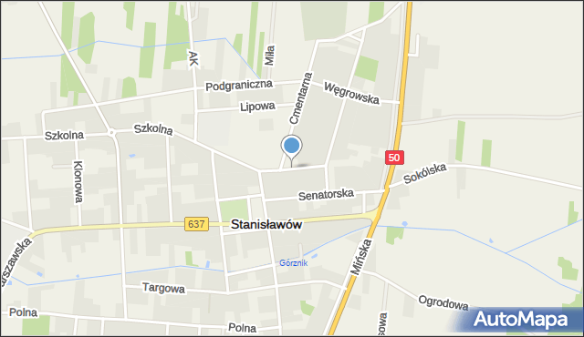 Stanisławów powiat miński, Krótka, mapa Stanisławów powiat miński