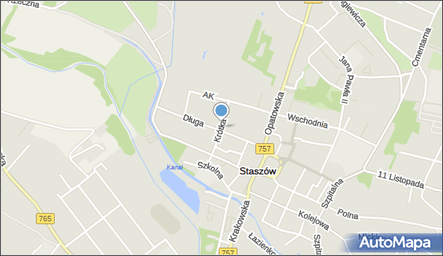 Staszów, Krótka, mapa Staszów