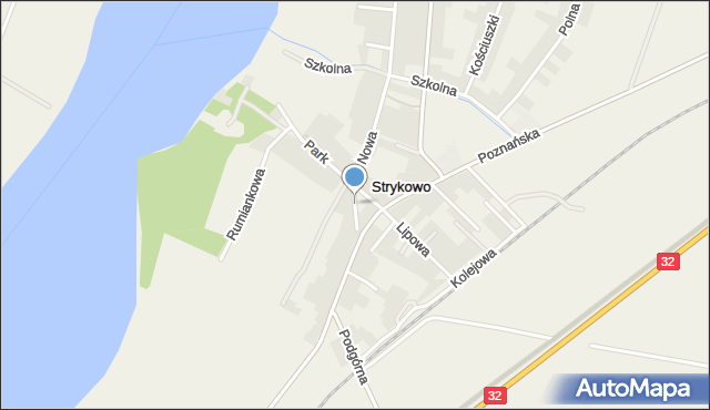 Strykowo, Krótka, mapa Strykowo