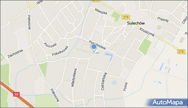 Sulechów powiat zielonogórski, Króla Władysława Łokietka, mapa Sulechów powiat zielonogórski