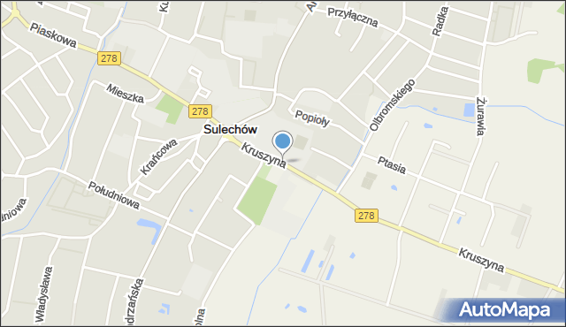 Sulechów powiat zielonogórski, Kruszyna, mapa Sulechów powiat zielonogórski