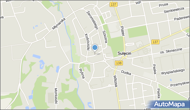 Sulęcin, Krótka, mapa Sulęcin