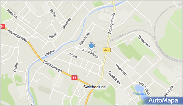 Świebodzice, Krasickiego Ignacego, bp., mapa Świebodzice