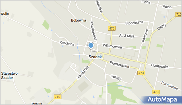 Szadek powiat zduńskowolski, Krótka, mapa Szadek powiat zduńskowolski