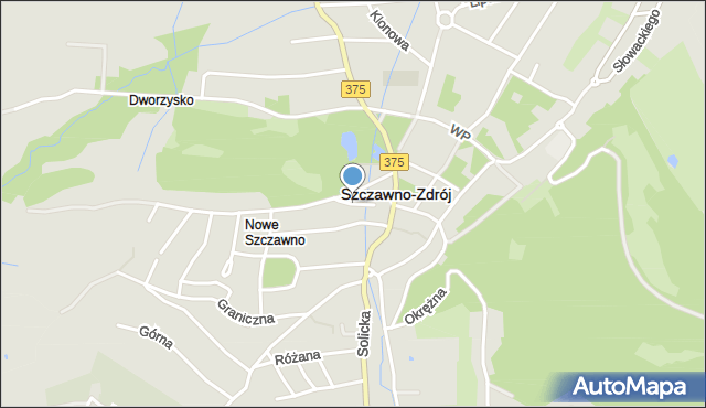 Szczawno-Zdrój, Krótka, mapa Szczawno-Zdrój