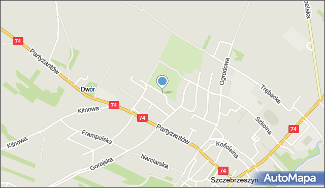 Szczebrzeszyn, Kryka Topoli, mapa Szczebrzeszyn