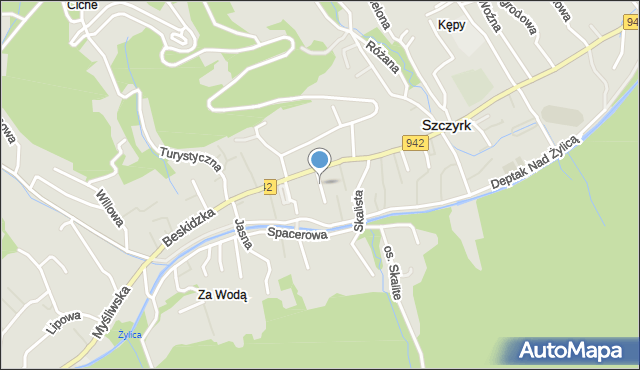 Szczyrk, Krótka, mapa Szczyrk