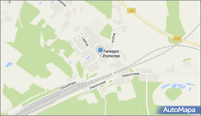 Terespol Pomorski, Krótka, mapa Terespol Pomorski