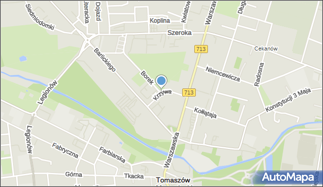 Tomaszów Mazowiecki, Krzywa, mapa Tomaszów Mazowiecki