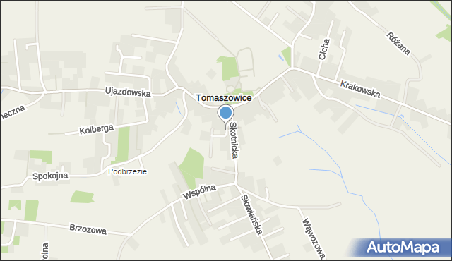 Tomaszowice gmina Wielka Wieś, Krótka, mapa Tomaszowice gmina Wielka Wieś