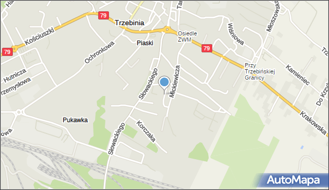 Trzebinia powiat chrzanowski, Krasickiego, mapa Trzebinia powiat chrzanowski